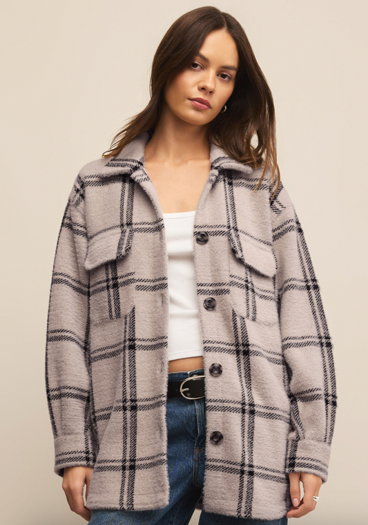 Z Supply Plaid Tucker Jacket - Crystal Grey