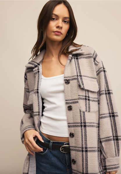 Z Supply Plaid Tucker Jacket - Crystal Grey