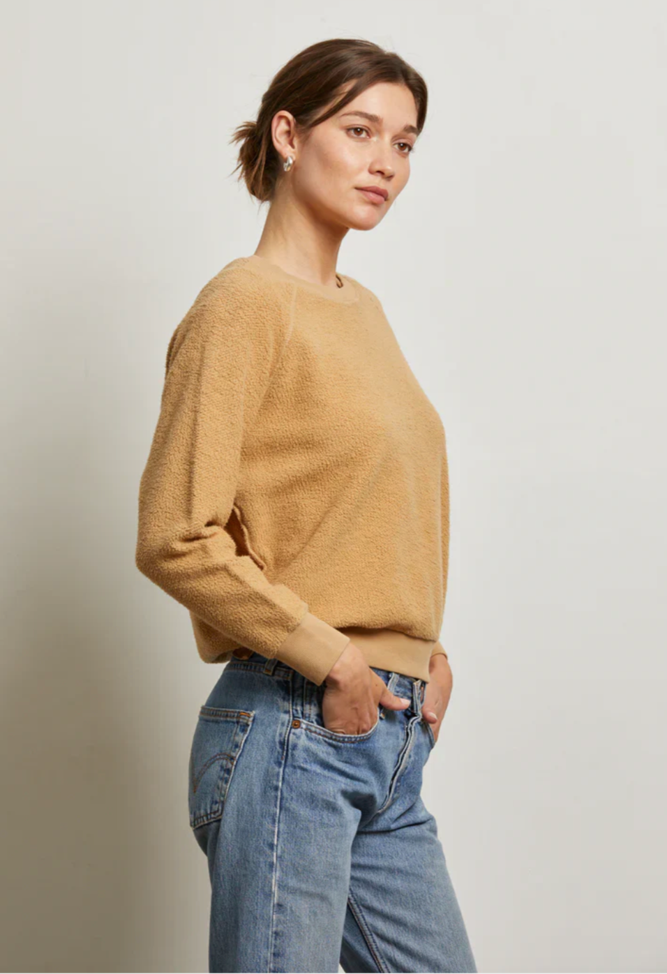 perfectwhitetee -  ziggy inside-out shrunken crewneck sweatshirt - suede