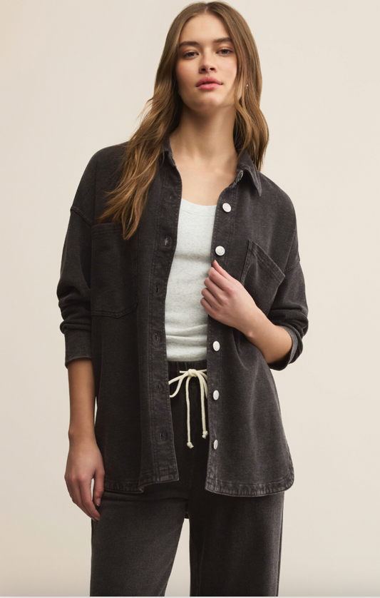 Z Supply All Day Knit Denim Jacket - Vintage Black