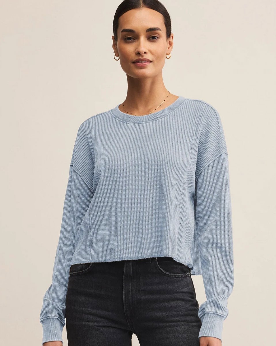 Z Supply Angel Mini Thermal Top - Washed Indigo