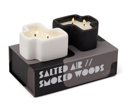 Paddywax White and Black Salted Air & Smoked Woods - Jigsaw 4 oz Candle Boxed Set