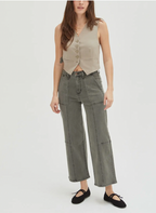 Oliver Logan - Lawson High Rise Relaxed Ankle Crop Jean, Olive Overdye