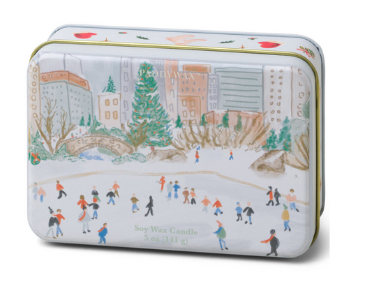 Paddywax Holiday Tin 5oz Skating Scene - Mistletoe & Mint