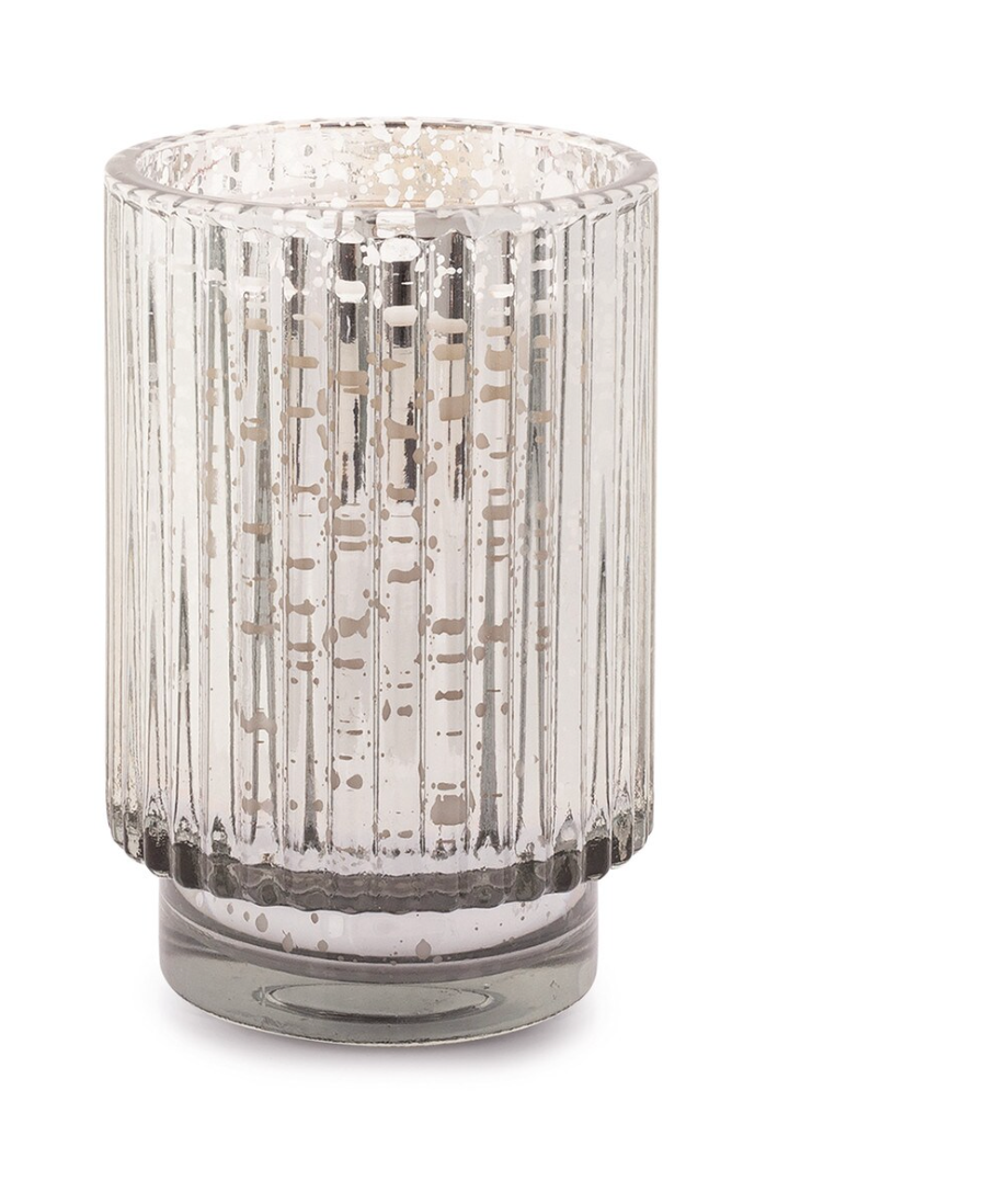 Paddywax Silver Ribbed Mercury Tall Glass Candle 12oz