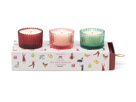 Paddywax Holiday Mercury Glass Ribbed Candle Set