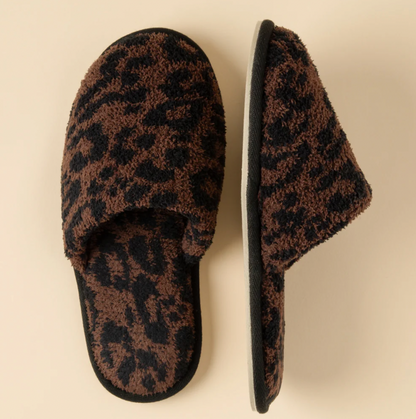 Softies Marshmallow Leopard Slippers - Wild Espresso