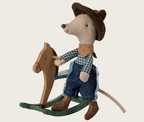 Maileg Cowboy Mouse on Rocking Horse - Little Brother