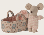 Maileg Baby Mouse in Carry Cot - Rose