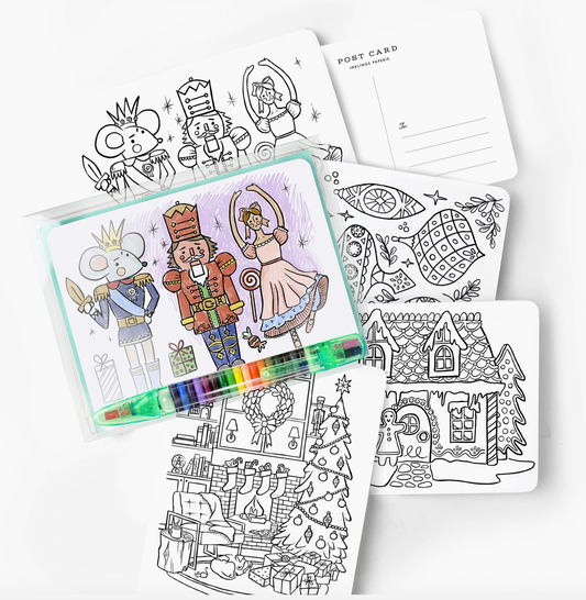 Inklings Paperie - Color-in Postcard Kit - Holiday