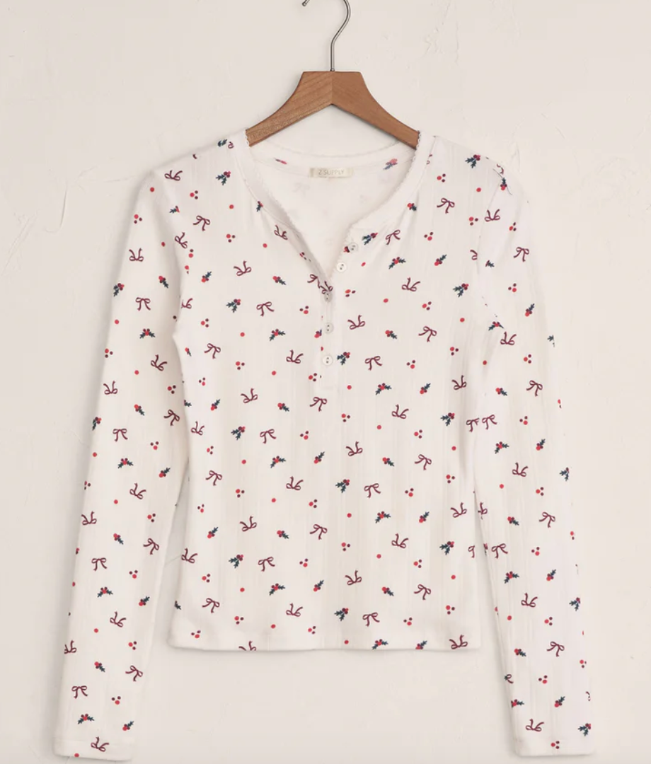 Z Supply Hollie Luxe Pointelle Long Sleeve Top