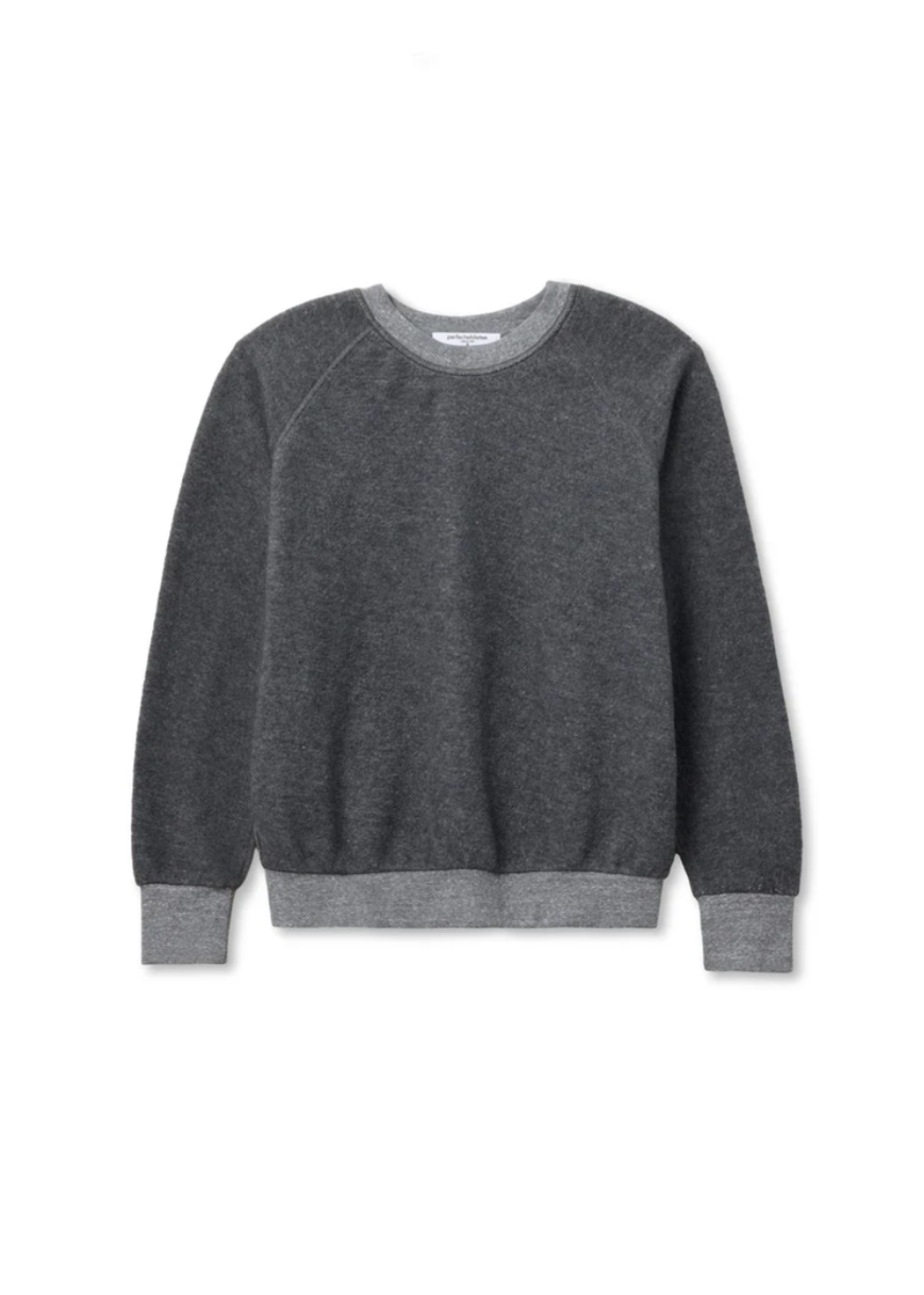 perfectwhitetee -  ziggy inside-out shrunken crewneck sweatshirt - dark heather grey
