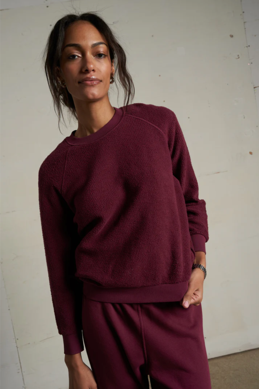 perfectwhitetee -  ziggy inside-out shrunken crewneck sweatshirt - dark burgandy