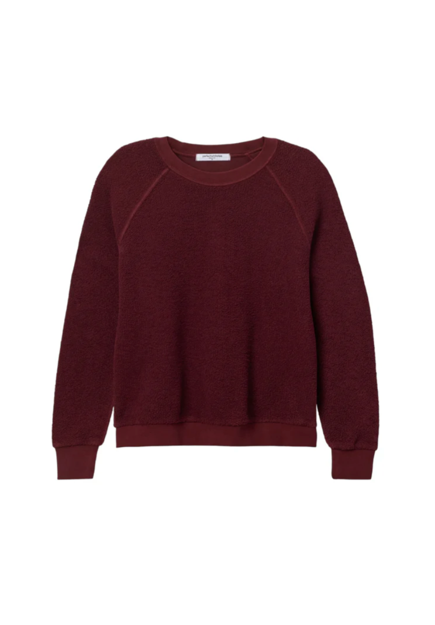 perfectwhitetee -  ziggy inside-out shrunken crewneck sweatshirt - dark burgandy