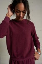 perfectwhitetee -  ziggy inside-out shrunken crewneck sweatshirt - dark burgandy
