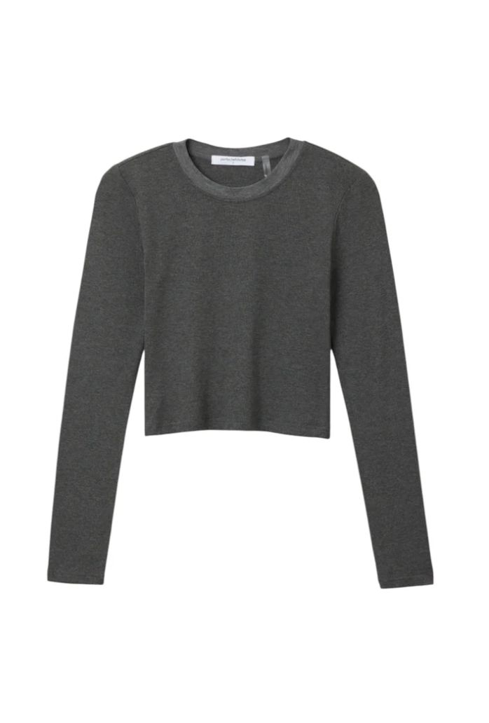 perfectwhitetee sienna luxe rib l/s top - charcoal