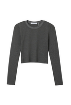 perfectwhitetee sienna luxe rib l/s top - charcoal