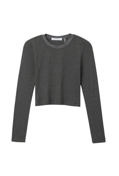 perfectwhitetee sienna luxe rib l/s top - charcoal