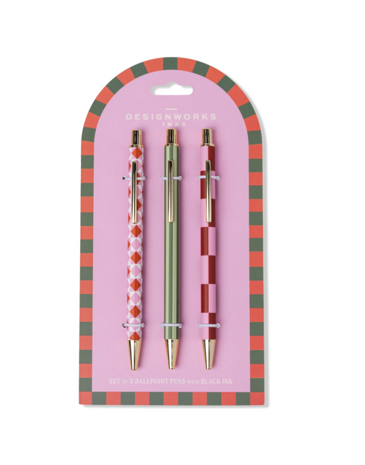 Designworks Ink - A Dopo Set of 3 Pens - Diamond, Stripe + Check