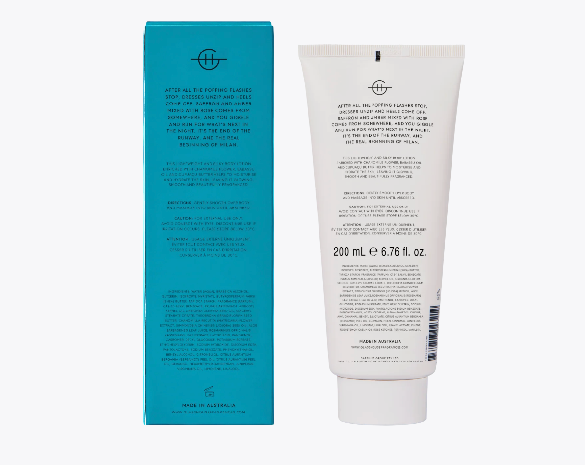 Glasshouse Fragrances - Midnight in Milan Body Lotion