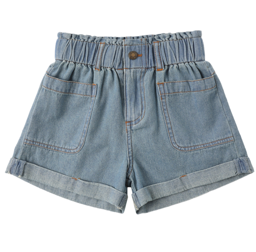 RYLEE + CRU ALBA SHORT DENIM WASHED BLUE
