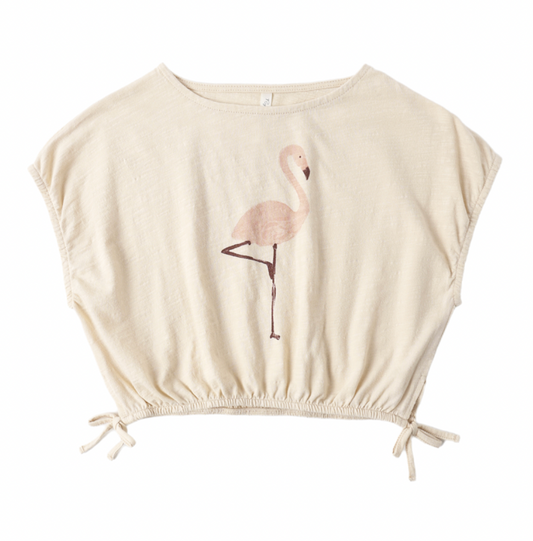 RYLEE + CRU CROPPED CINCH TEE FLAMINGO