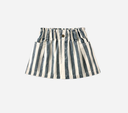 Rylee + Cru Denim Mini Skirt Navy Stripe
