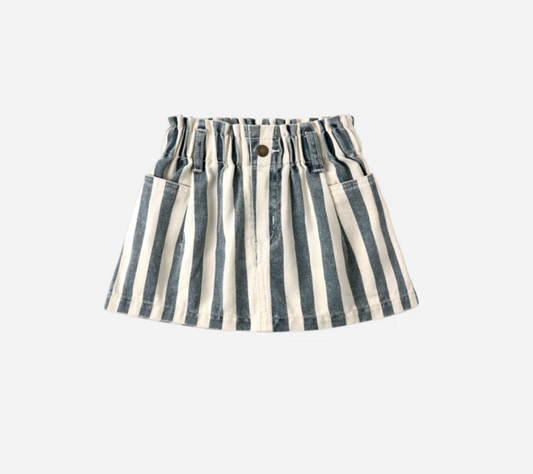 Rylee + Cru Denim Mini Skirt Navy Stripe