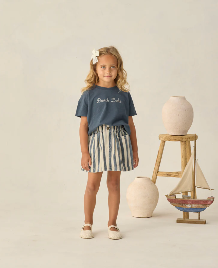Rylee + Cru Denim Mini Skirt Navy Stripe