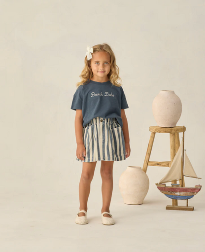 Rylee + Cru Denim Mini Skirt Navy Stripe