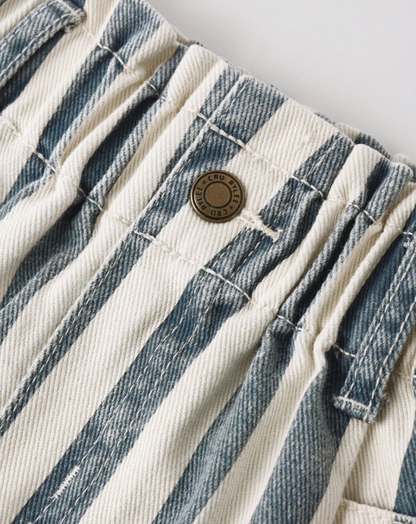 Rylee + Cru Denim Mini Skirt Navy Stripe