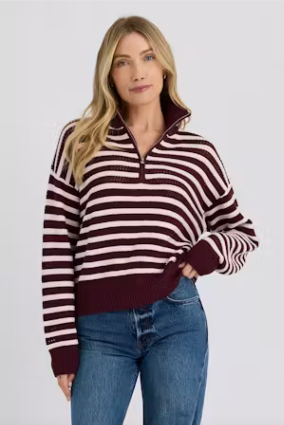 Stitches + Stripes - Everly Half Zip Sweater Top