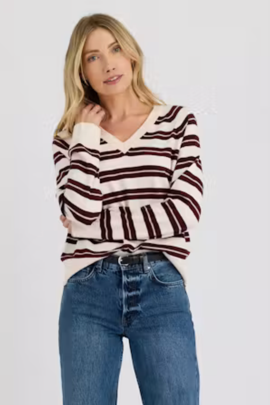 Stitches + Stripes - Jensen V-Neck Sweater Top