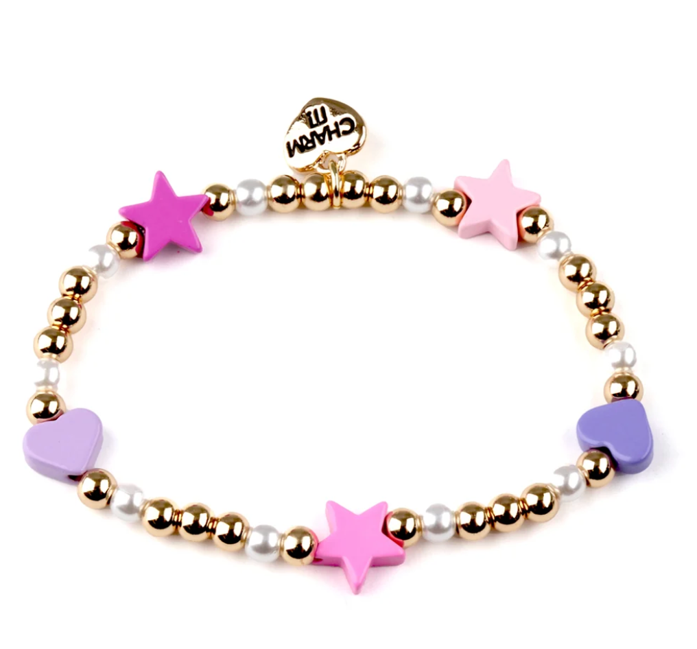 Charm It!  Multi Heart & Star Pearl Bracelet