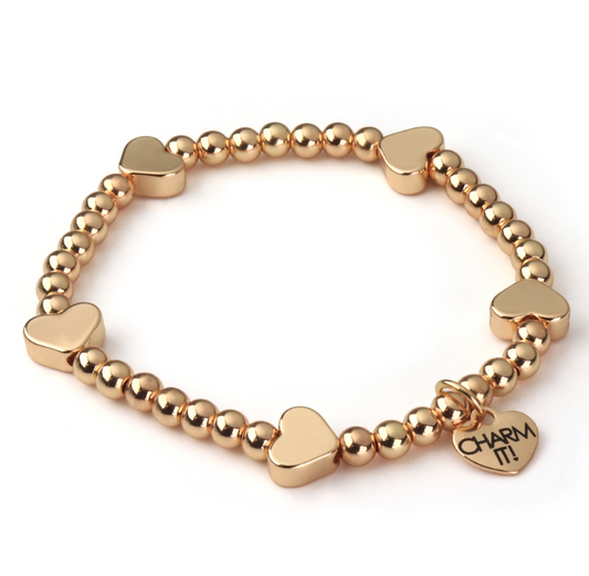 Charm It!  Classic Gold Heart Stretch Bracelet
