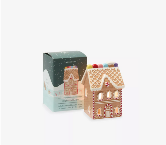 Paddywax Holiday Gingerbread House Incense & Tealight Holder