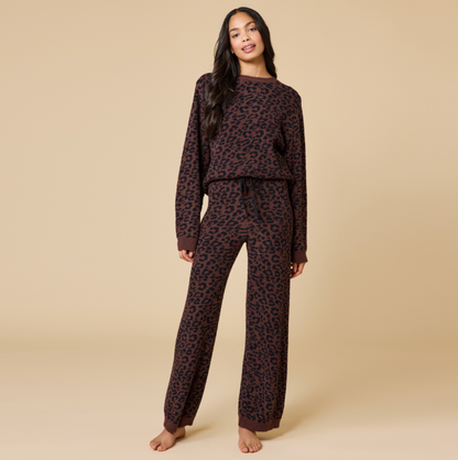 Softies Marshmallow Leopard Print Lounge Pants - Wild Espresso