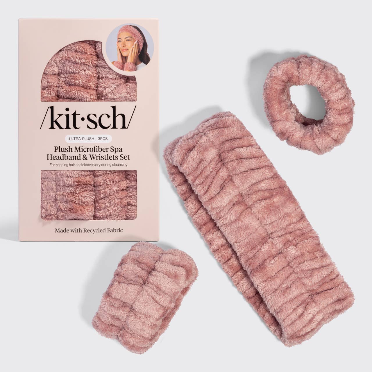 KITSCH - Spa Headband and Wristlets 3pc Set - Terracotta