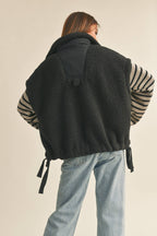 MIOU MUSE - TEDDY FABRIC UTILITY VEST JACKET