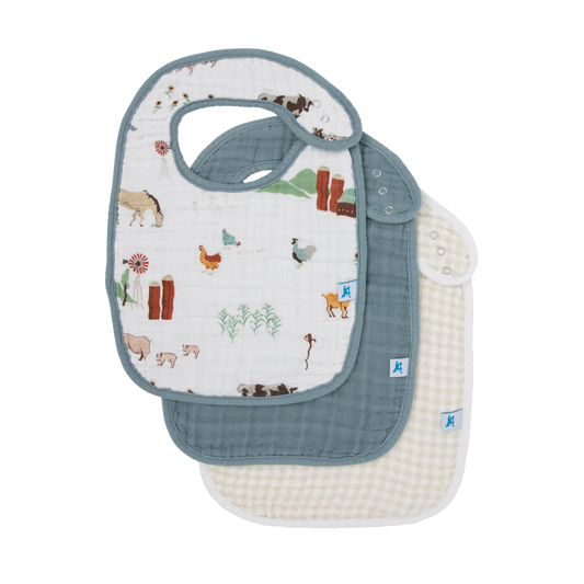 Little Unicorn - Cotton Muslin Classic Bib 3 Pack - Farmyard