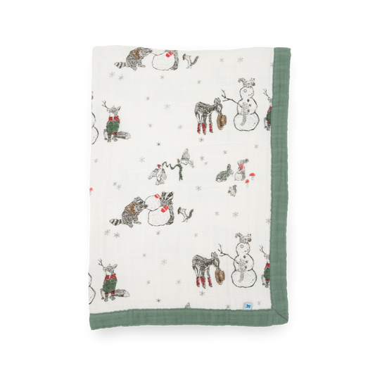 Little Unicorn - Cotton Muslin Baby Quilt - Snow Day