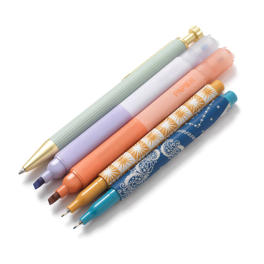 Papier - Mixed Pen & Highlighter Set of 5 - Solstice