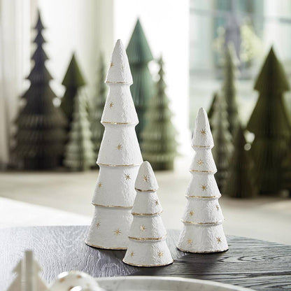 Santa Barbara Design Studio by Creative Brands - Paper-Mache Tree - White Gold Stars - Set of 3