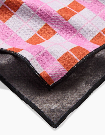 Geometry - Red Pink Plaid Paw Towel