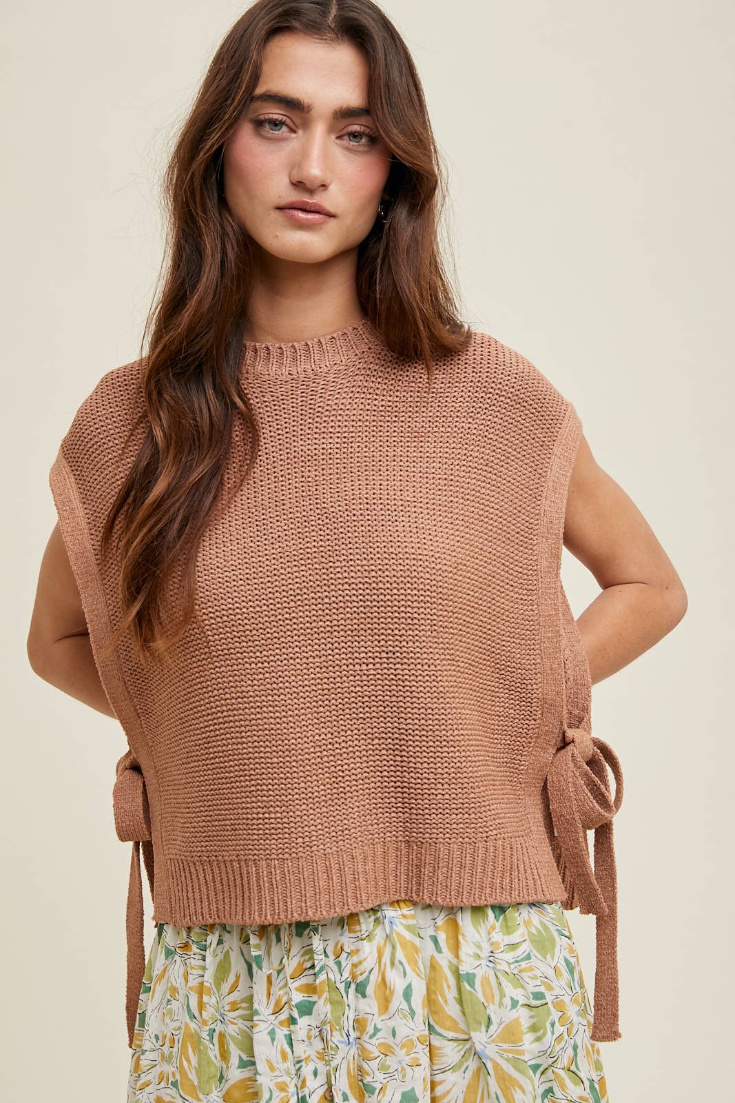 Wishlist Apparel - SWEATER VEST WITH SIDE SELF TIE STRAPS
