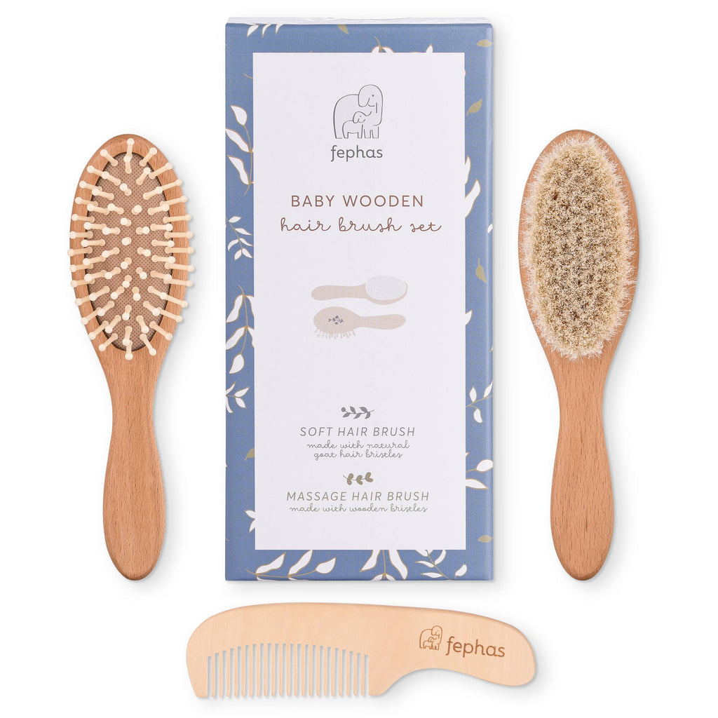 Fephas - Wooden Baby Hair Brush Set