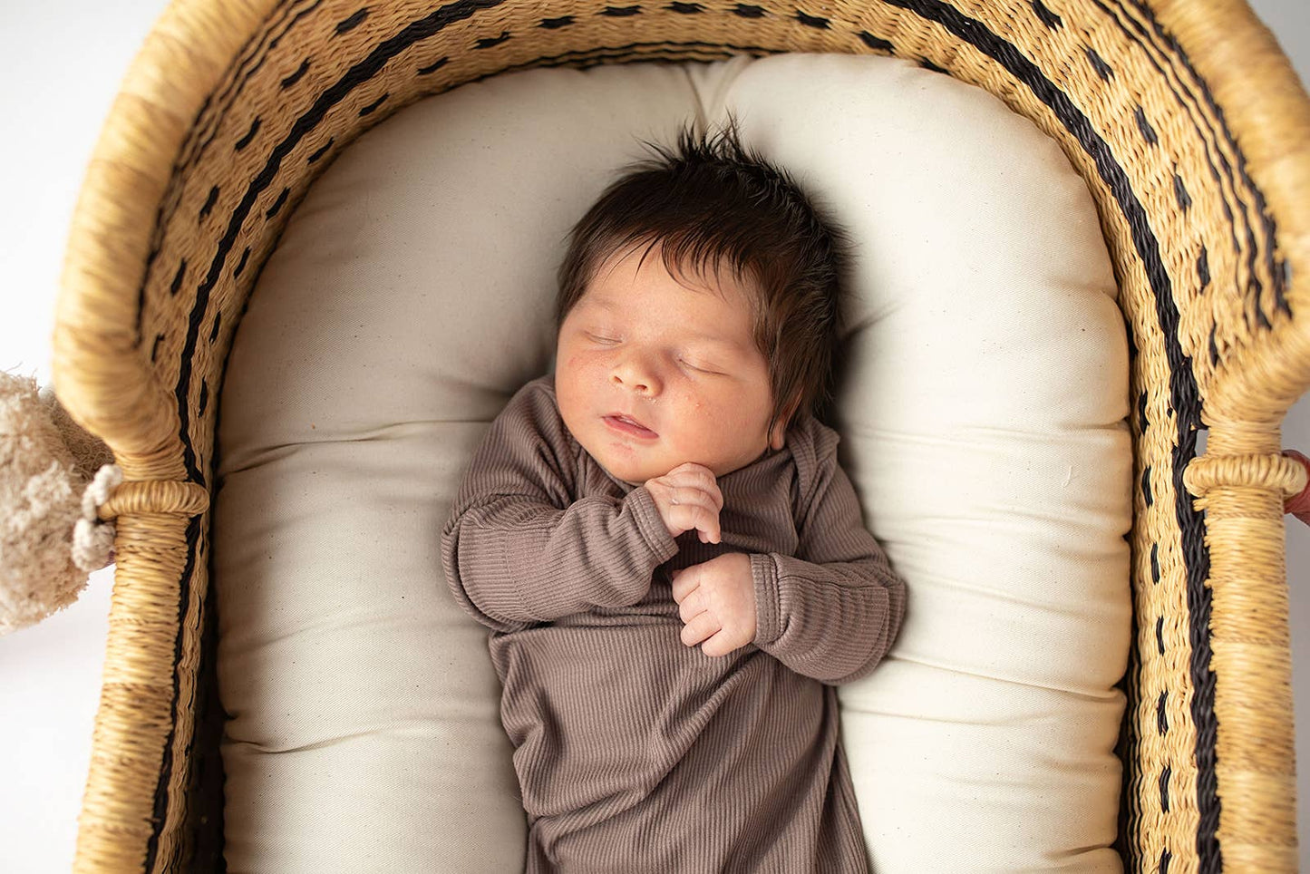 Three Little Tots - Cocoa Brown Ribbed Knotted Newborn Baby Gown sleepwear