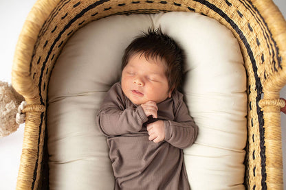 Three Little Tots - Cocoa Brown Ribbed Knotted Newborn Baby Gown sleepwear