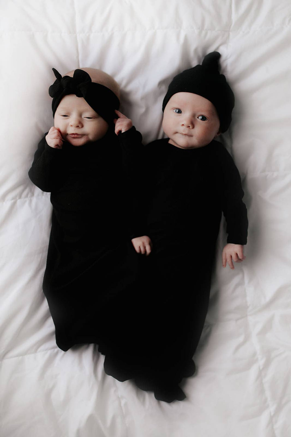 Three Little Tots - Black Ribbed Knotted Gown