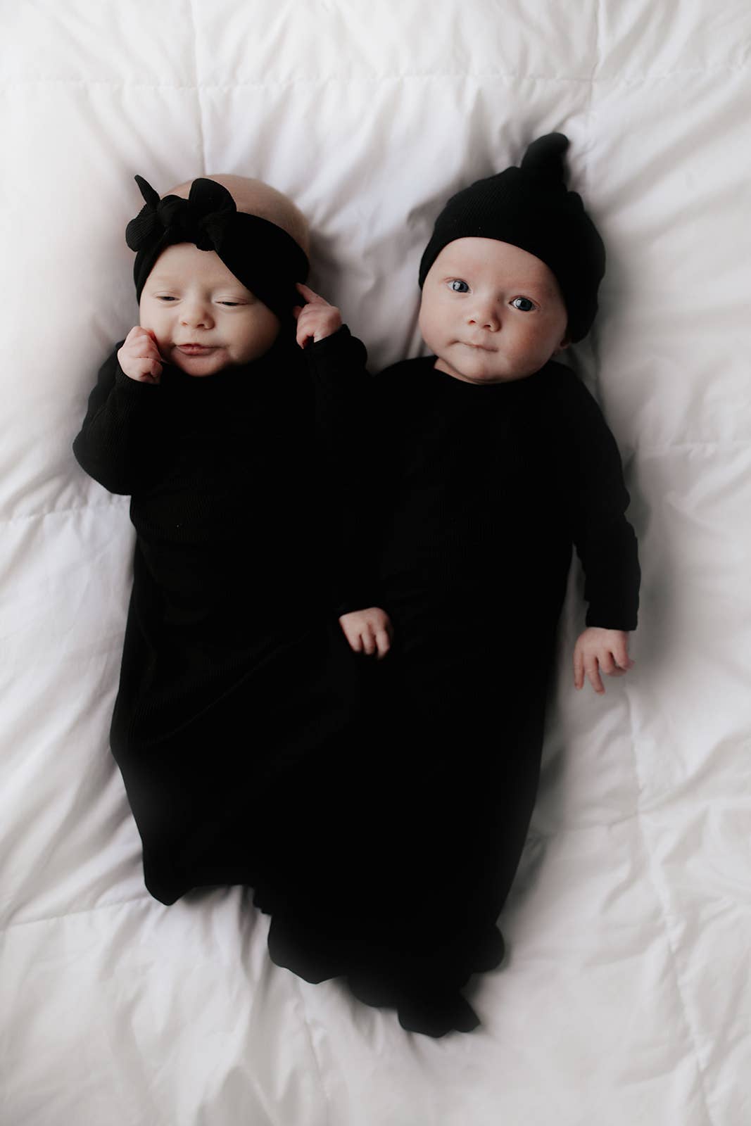 Three Little Tots - Black Ribbed Knotted Gown